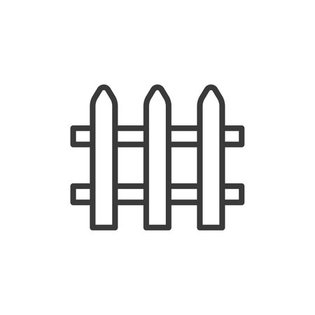 Pickets, icon in line design. Pickets, fence, wooden, construction, barrier, security, outdoor on white background vector Pickets editable stroke iconのイラスト素材