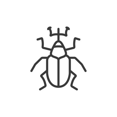 Weevil, icon in line design. Weevil, insect, beetle, pest, agriculture, crop, damage on white...