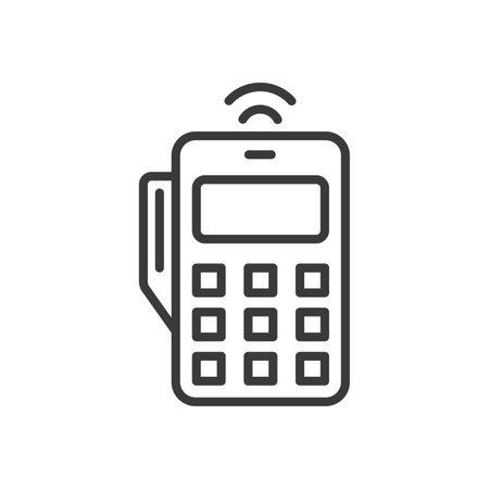 Wireless payment terminal, icon in line design. Wireless, payment, terminal, card, transaction, mobile, contactless on white background vector. Wireless payment terminal editable stroke iconのイラスト素材