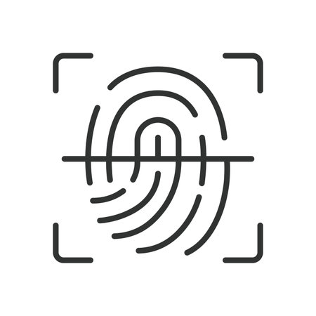 Identification icon in line design. identification, fingerprint, biometrics, scan, identity proof, forensics, access control, security check on white background vector. Identification editable stroke icon - AI generatedのイラスト素材