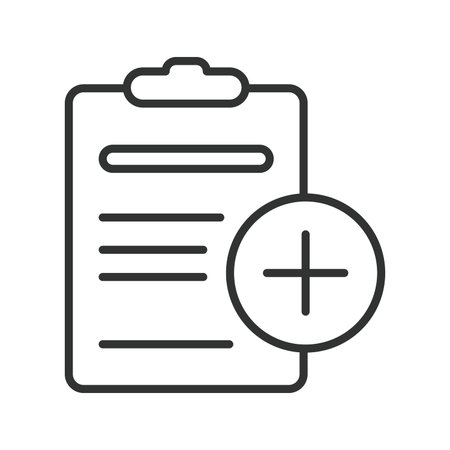 Medical record document icon in line design. medical record, document, healthcare, file, patient, clinic, data on white background vector. medical editable stroke iconのイラスト素材