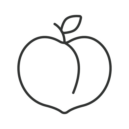 Peach icon in line design. peach fruit food fresh organic sweet healthy farm market nutrition dessert ingredient on white background vector. peach editable stroke iconのイラスト素材