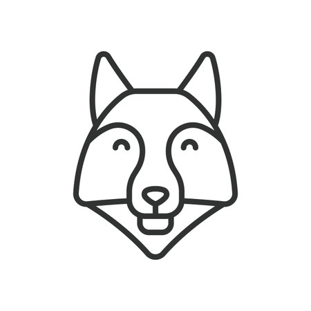 Wolf face, icon in line design. wolf, animal, predator, wild, canine, nature, wildlife on white...