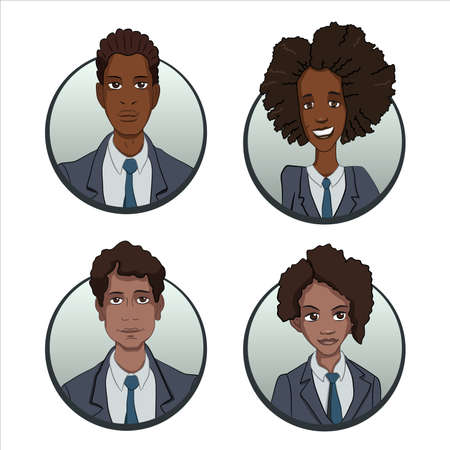 Circle business team icons set in flat styleのイラスト素材