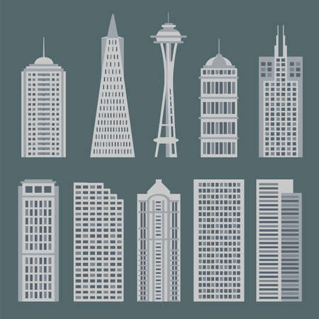 Monochromatic color house great cities of the worldのイラスト素材