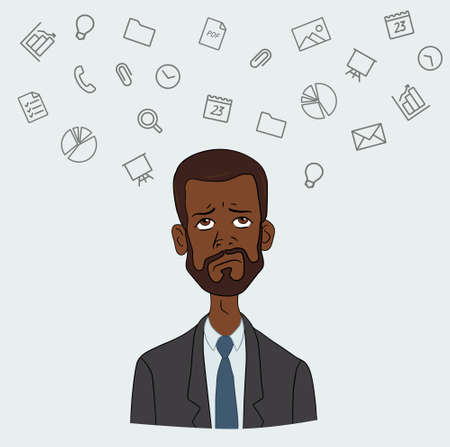 A disgruntled employee  - routine boring work in the officeのイラスト素材