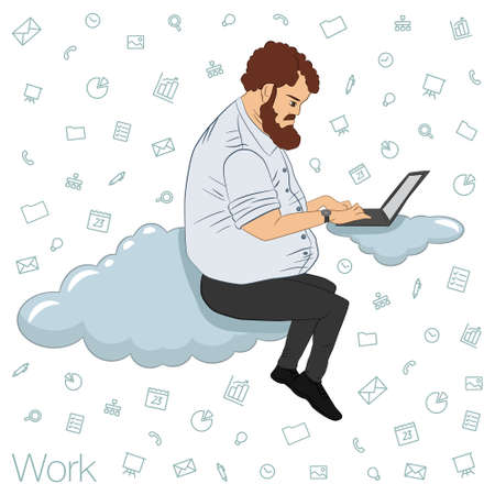 Tools and programs for collaboration. Freelance and remote team of developers and designers. Manager, freelancer, designer, programmer, business analystのイラスト素材