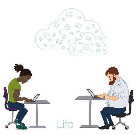 Tools and programs for collaboration. Freelance and remote team of developers and designers. Manager, freelancer, designer, programmer, business analystのイラスト素材