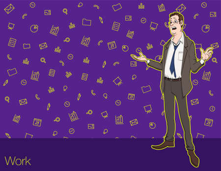 Speech presentation of business product, project, speech at conference. Handsome man wit balloon isolated of website. Storytelling in vector balloon. Vector isolated illustration balloon with guyのイラスト素材