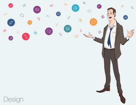 Speech presentation of business product, project, speech at conference.のイラスト素材