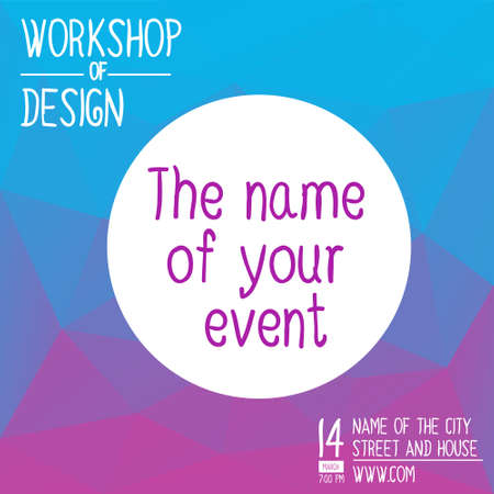 Banner for hackathon, workshop. Square frame for thought banner. Vector flat illustration with icons for social network and internet. Presentation of training management event. Poster design. Icon setのイラスト素材