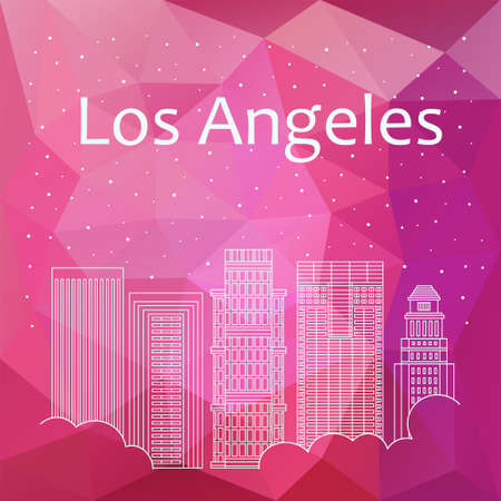 Los Angeles for banner, poster, illustration,  Vector  Los Angeles - snow is falling. Night life of Los Angeles. Hackathon, workshop, training in Boston. Holiday in Los Angelesのイラスト素材