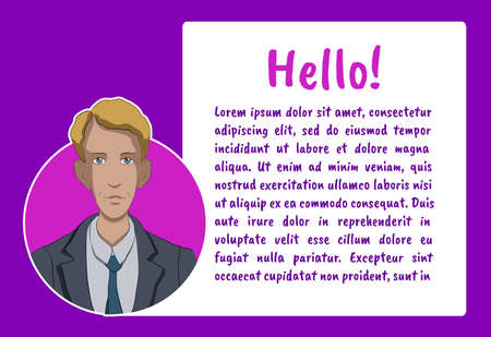 Banner with business people. Vector illustration character with bubble talk. Vector quote for...