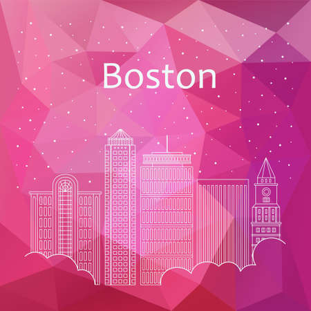 Vector template banner for website header, advertisement. Vector flat city for banner, illustration, background, game. Flat city for presentations, poster. Colorful Chicagoのイラスト素材