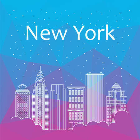 New York for banner, poster, illustration, game, background. Vector background New York - snow is falling. Night life of New York. Hackathon, workshop, training in New York. Holiday in New Yorkのイラスト素材