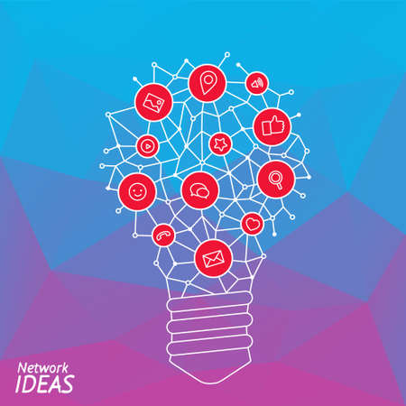 Banner with Lightbulb idea of network. Idea for invitation of workshop eventのイラスト素材