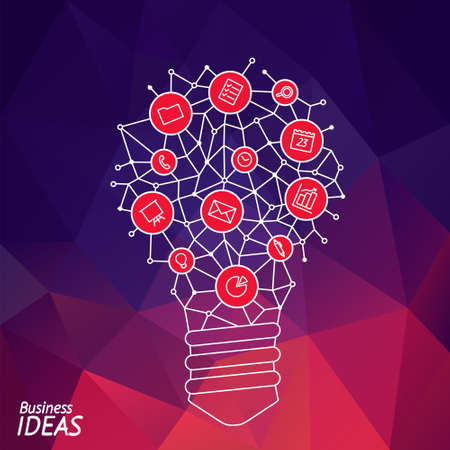 Design of banner with idea light bulb. Presentation of tip and hint of idea brain.のイラスト素材
