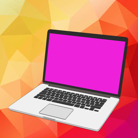 Modern thin laptop isolated on white. Modern glossy laptop isolated on white vector eps10. Blank screen.のイラスト素材