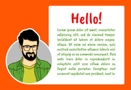 Vector banner with the face of the guy who says Hello.のイラスト素材