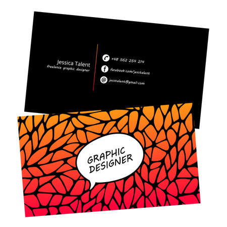 Black business card with a geometric pattern. Gold polygonal texture. Corporate identity template in trendy colors with geometric shapes for modern cute romantic design. Art deco style.Vector. EPS 10のイラスト素材