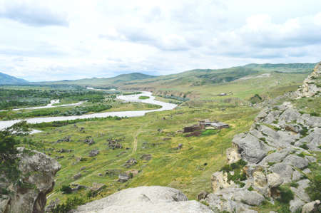 Uplistsikhe caves and rocks panoramaの写真素材
