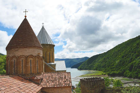 Ananuri castle and lake in Georgiaの写真素材