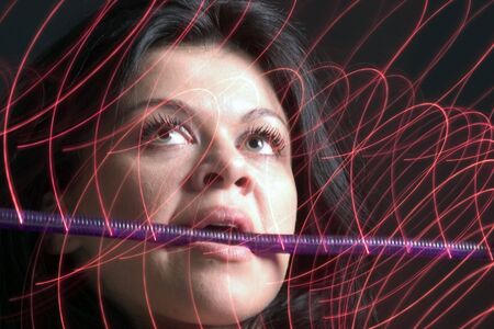 black woman nip the lightの写真素材