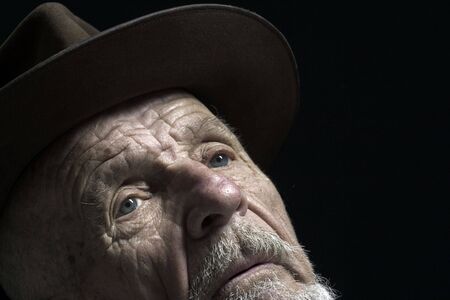 face shoot of mister with hatの写真素材