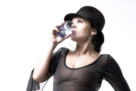 beauty girl is drinking waterの写真素材