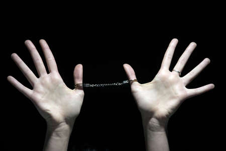 power palms tie with handcuffsの写真素材