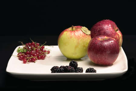 plate with fruitsの写真素材