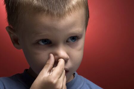 boy and his noseの写真素材