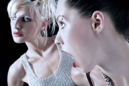 portrait of two girls with expressions 2