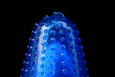 macro shot of a blue rubber sexy toy