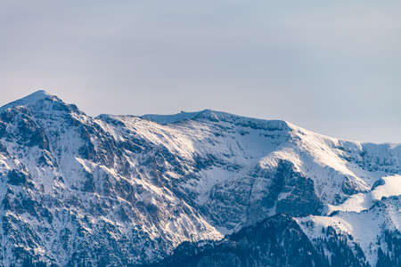 Bucegi mountains, winter, seen from distanceの写真素材