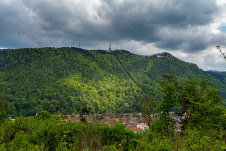 Panoramic view of the city of Brasov, Romania.の写真素材