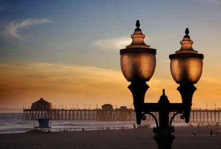 Sunset at Huntington Beachの写真素材