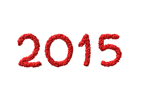 New year 2015 made from the hearts - white backgroundの写真素材