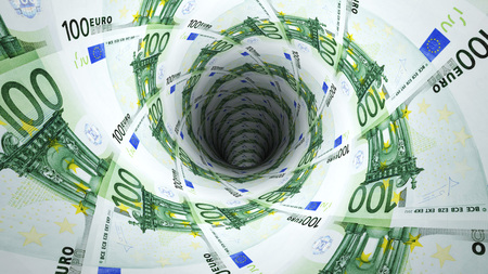Background from  euro banknotes in perspective view ? 3D illustrationの写真素材