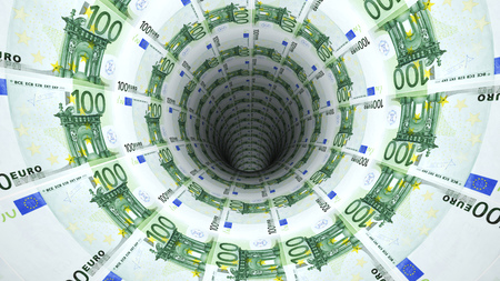 Background from  euro banknotes in perspective view ? 3D illustrationの写真素材