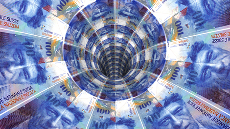 Background from  swiss franc banknotes in perspective view ? 3D illustrationの写真素材