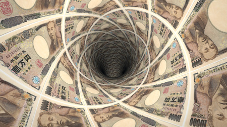 Background from  japanese yen banknotes in perspective view ? 3D illustration