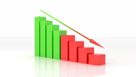 negative graph 3d illustration isolated white backgroundの写真素材