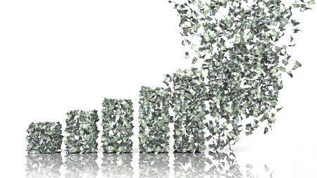 Growth graph from euro banknotesの写真素材