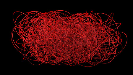 red pipes make dense abstract networkの写真素材