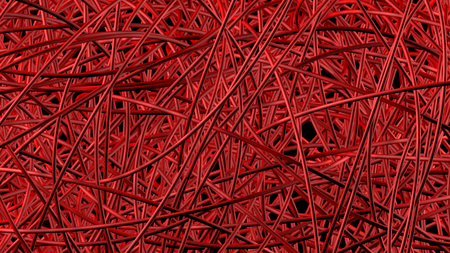 red pipes make dense abstract networkの写真素材