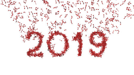 new year 2019 made from musical notes 3D illustrationの写真素材