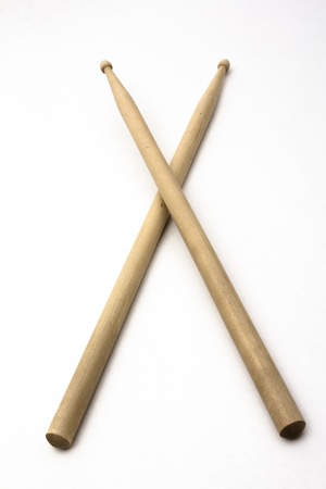 A pair of wooden drumsticks isolated on a white background   の写真素材