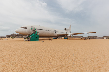 Detail of the front landing gear of a decommissioned l-1011 TriStar in Cotonou, Benin