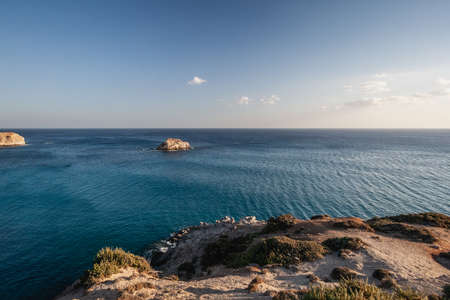 Abandoned house on the coast of Milos Island, Cyclades, Greeceの写真素材